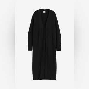 H&M Black Ribbed Long Maxi Cardigan